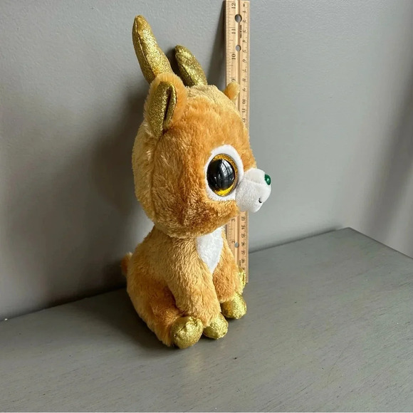 Retired TY Beanie Boos Glitzy Reindeer Gold Sparkly Antlers Medium Size 9 inch - Picture 4 of 10